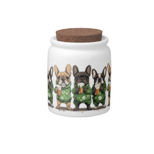 St. Patrick's Day French Bulldogs Candy Jar