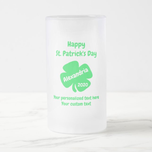 St Patrick's Day Frosted Glass Beer Mug (Center)