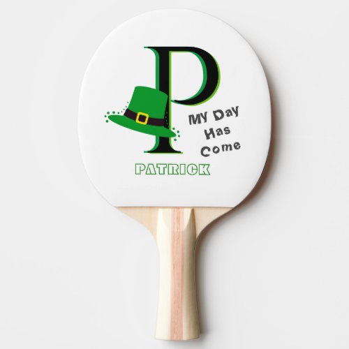 St Patricks Day Fun 3_Color Monogram  Ping Pong Paddle