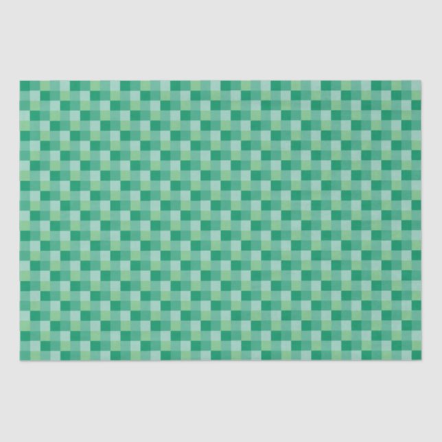St. Patrick's Day Fun Adorable Green Checkerboard Tissue Paper (Front)