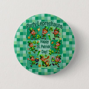 St. Patrick's Day Fun Adorable "Party Leprechauns" Button