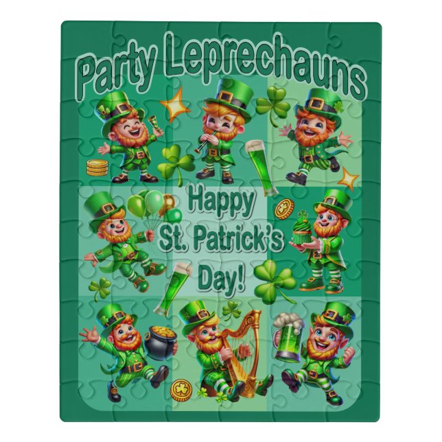 St. Patrick's Day Fun Adorable "Party Leprechauns" Jigsaw Puzzle (Puzzle Vertical)