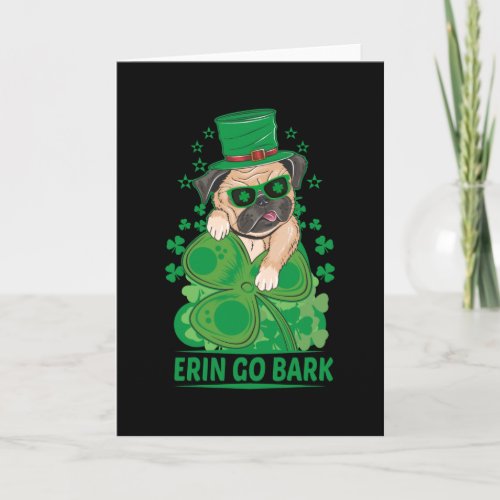 St Patricks Day Funny Cute Pug Dog Men Women Card