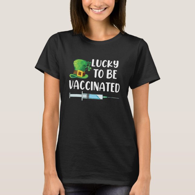 St Patricks Day Funny Dabbing Vaccinated Mask T-Shirt (Front)