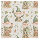 St. Patrick&#39;s Day Funny Gnome Coffee Pattern Fabric