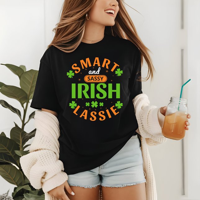 St Patricks Day Funny Irish Lassie Green Shamrocks Tri-Blend Shirt (Creator Uploaded)