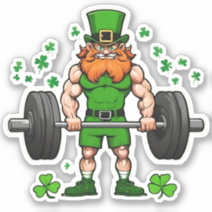 St. Patrick's Day Funny Leprechaun Barbell Gym Sticker