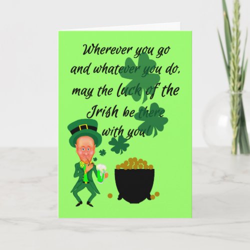 St Patricks Day Funny Leprechaun Irish Blessing Card