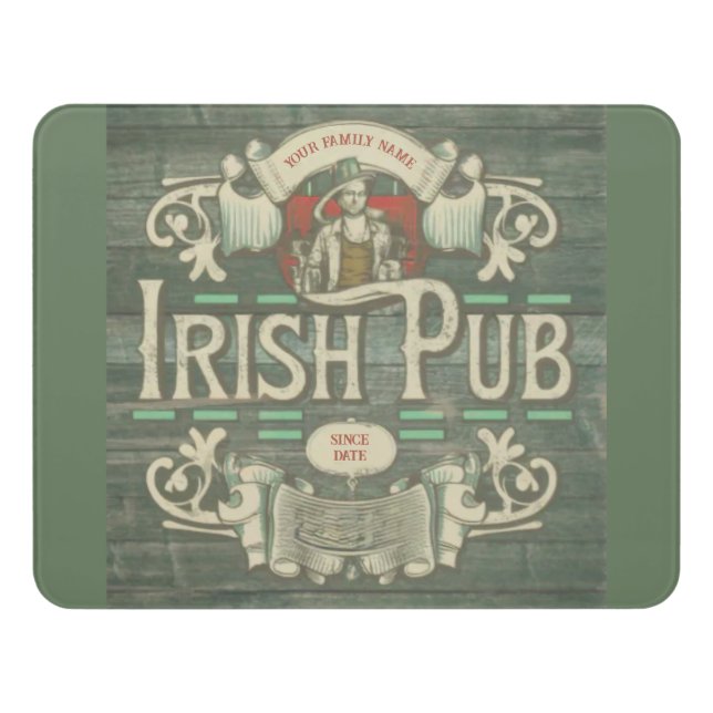 St Patrick's Day Funny Personalized Irish Pub Door Sign (Contemporary Front)