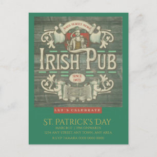 St Patrick's Day Funny Personalized Irish Pub  Postcard
