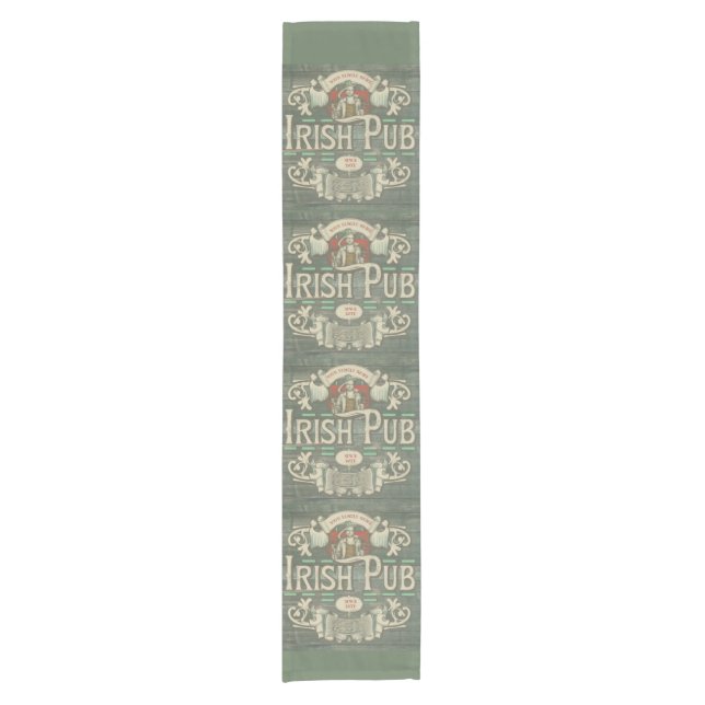 St Patrick's Day Funny Personalized Irish Pub Short Table Runner (Front)
