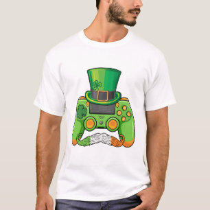St Patricks Day Gamer Game Controller Irish Clover T-Shirt