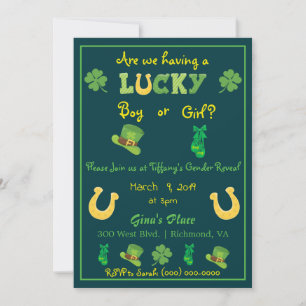 St. Patrick's Day Gender Reveal Trendy Invitation