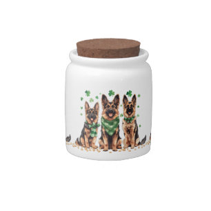 St. Patrick's Day German Shepherd Dogs Candy Jar