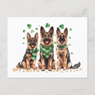 St. Patrick's Day German Shepherd Dogs Holiday Postcard