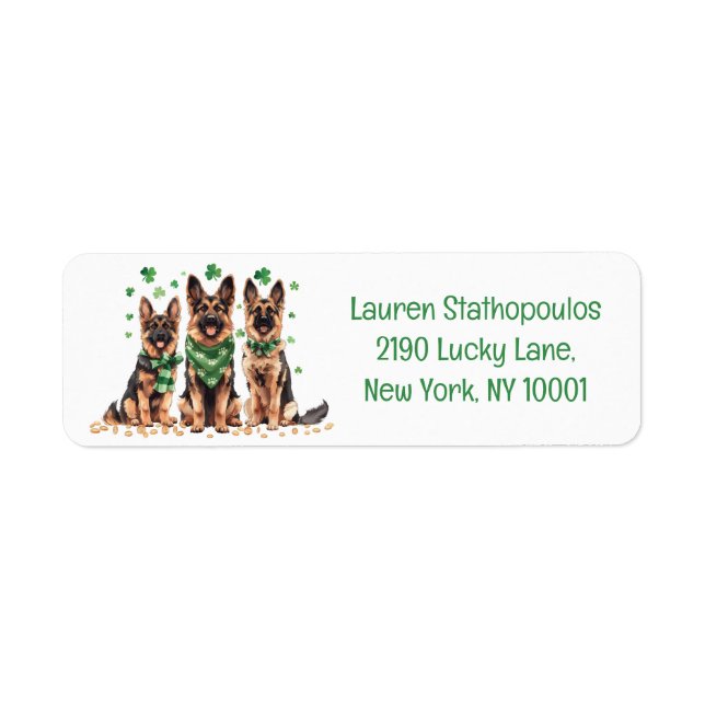 St. Patrick's Day German Shepherd Dogs Label (Front)