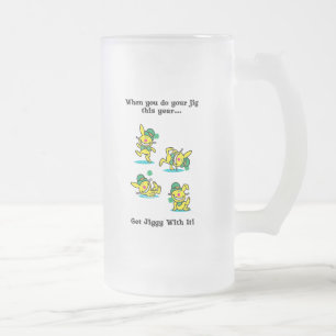 St Patrick's Day Get Jiggy With It Frosted Glass Beer Mug