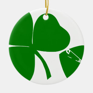 St Patrick's Day - Get Lucky 3 + 1 leaves = 4 Ceramic Ornament