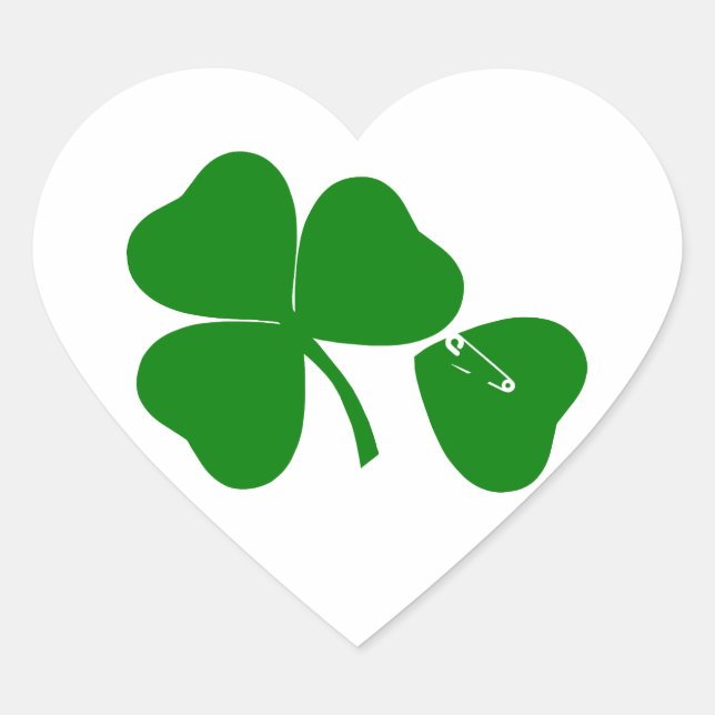 St Patrick's Day - Get Lucky 3 + 1 leaves = 4 Heart Sticker (Front)
