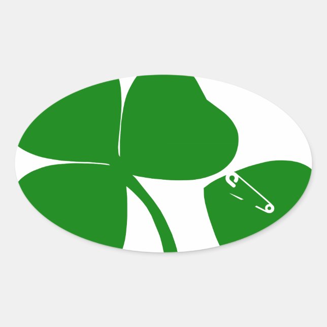 St Patrick's Day Get Lucky 3 and 1 leaves 4 Oval Sticker (Front)