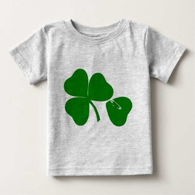 St Patrick's Day Get Lucky Safety Pin Baby Romper (Front)
