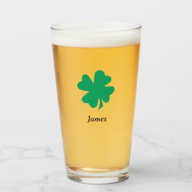 St Patrick's Day Gifts Favors Custom Name Monogram Glass (Front Filled)