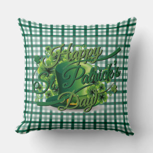 St Patrick's Day Gingham Green Pillow