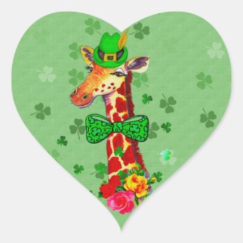 St. Patrick's Day Giraffe Heart Sticker by orsobear at Zazzle