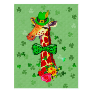 St. Patrick's Day Giraffe Postcard
