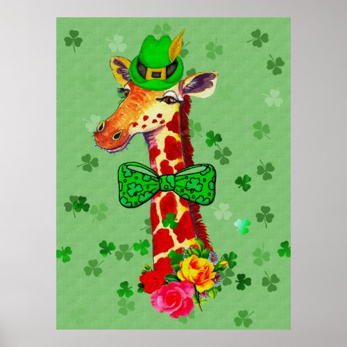 St Patricks Day Giraffe Poster