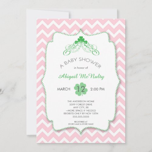 St Patricks Day Girl Baby Shower Invites