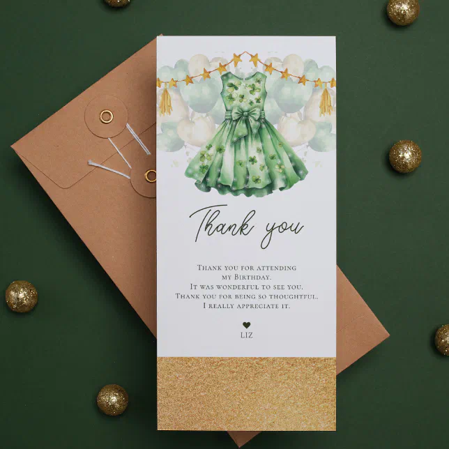 St Patrick's Day Girl Birthday Thank You Card | Zazzle