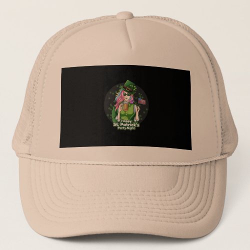 st patricks day girl carrying a united states flag trucker hat