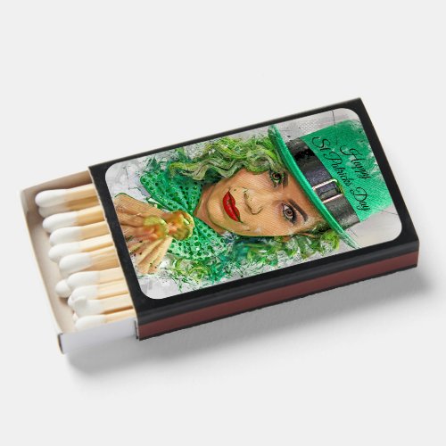 St Patricks Day Girl Dressed in Green Coins Matchboxes