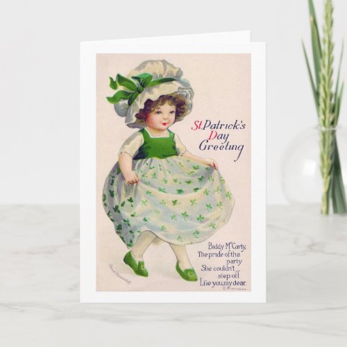 St Patricks Day Girl Vintage Card