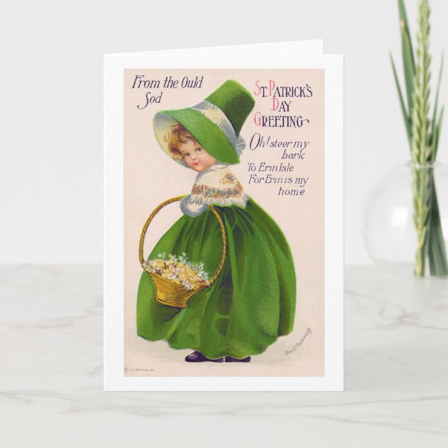 St. Patrick's Day Girl, Vintage Card (Front)