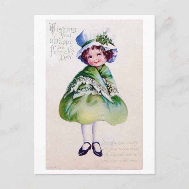 St. Patrick's Day Girl, Vintage Postcard (Front)