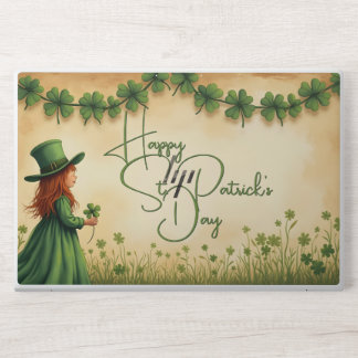 St. Patrick's Day Girl with Shamrocks HP Laptop Skin