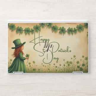 St. Patrick's Day Girl with Shamrocks HP Laptop Skin