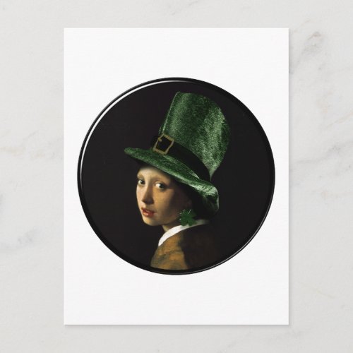 St Patricks Day _ Girl With The Shamrock Earring Postcard