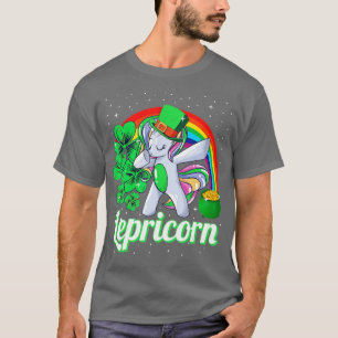 St Patricks Day Girls Dabbing Unicorn Leprechaun L T-Shirt