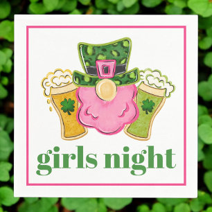 St. Patrick's Day Girls Night Pink Leprechaun  Napkins