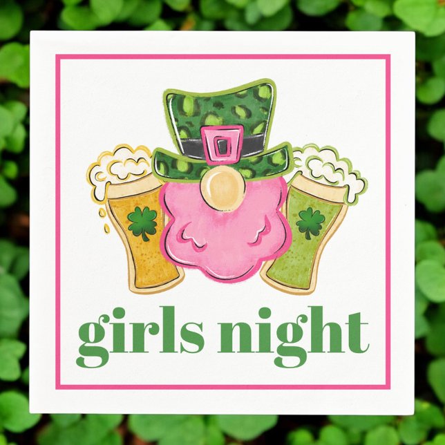 St. Patrick's Day Girls Night Pink Leprechaun  Napkins (Creator Uploaded)