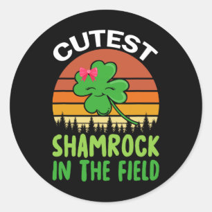 St Patricks Day Girls Toddler Cutest Shamrock In T Classic Round Sticker