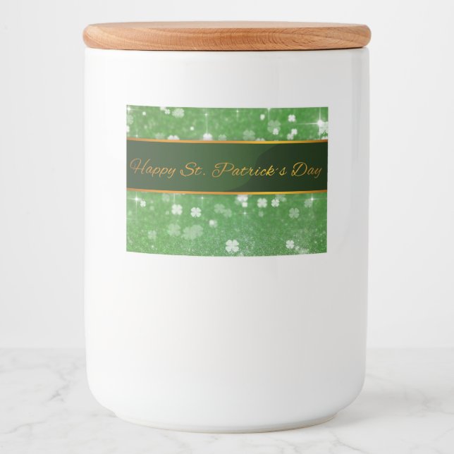 St. Patrick's Day Glitter Shamrock Food Label (Front)