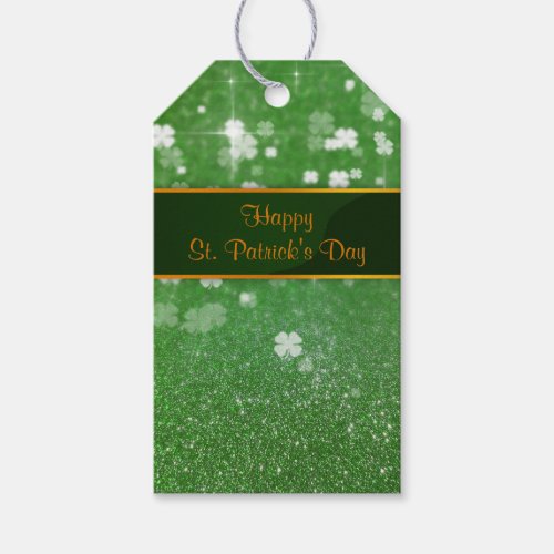 St Patricks Day Glitter Shamrock Gift Tags