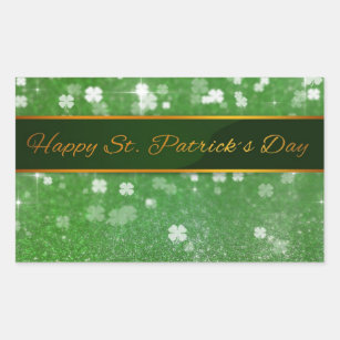 St. Patrick's Day Glitter Shamrock Rectangular Sticker