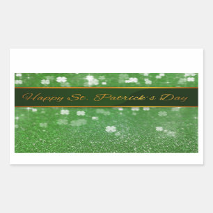 St. Patrick's Day Glitter Shamrock Rectangular Sticker