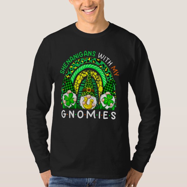 St Patricks Day Gnome Let Shenanigans Begin Shamro T-Shirt (Front)