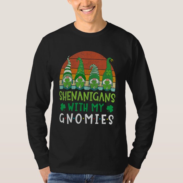 St Patricks Day Gnome Let Shenanigans Begin Shamro T-Shirt (Front)